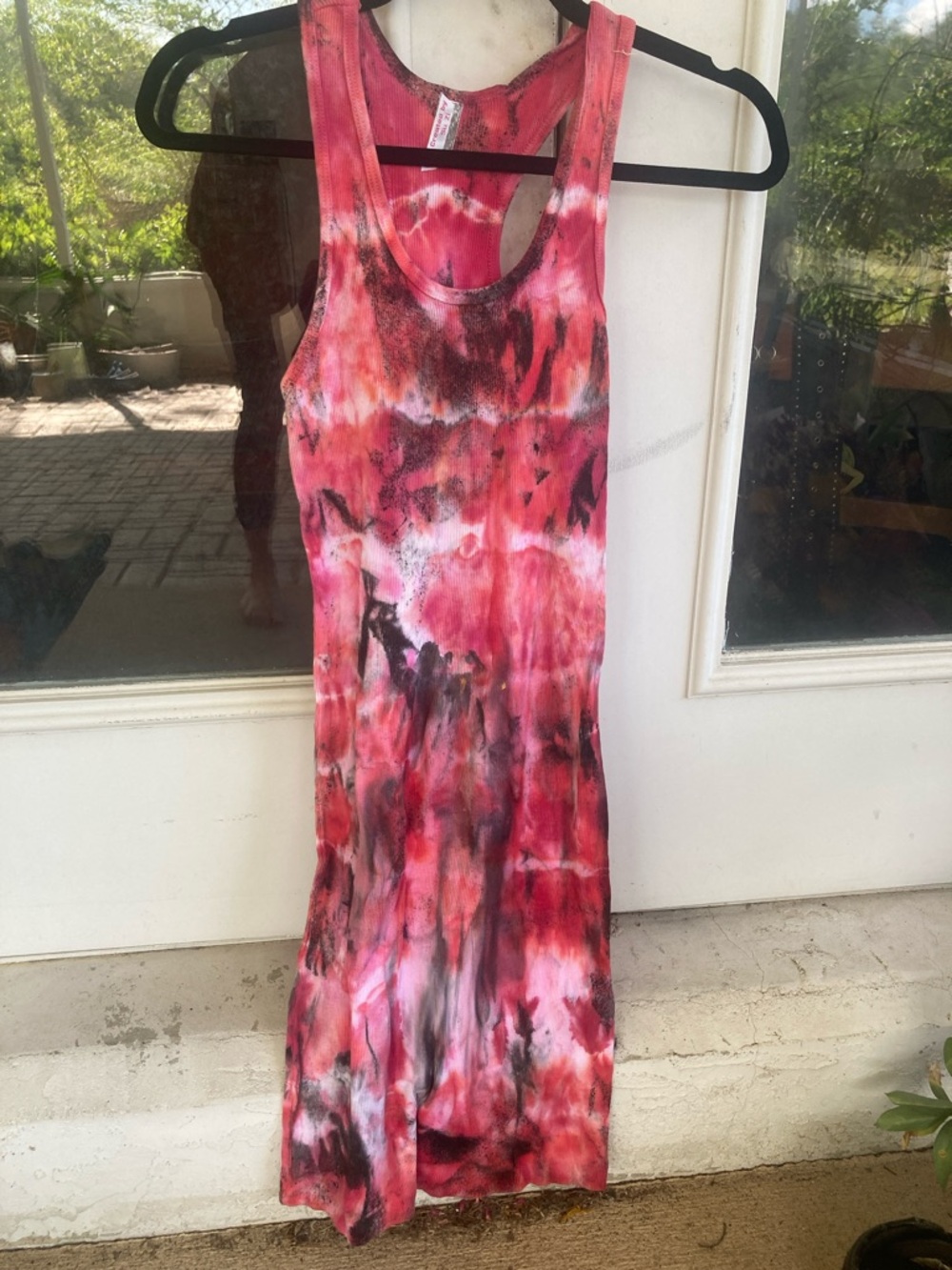 Hand Crafted  Crimson Tie-Dye Mini Dress